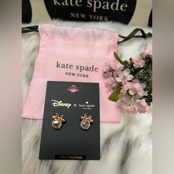 Kate Spade Disney Minnie Mouse earrings with White Cubic Zirconia NWT - Picture 2 of 3